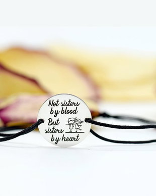 Bratara reglabila personalizata / Not sister by blood but sister by heart / Argint 925