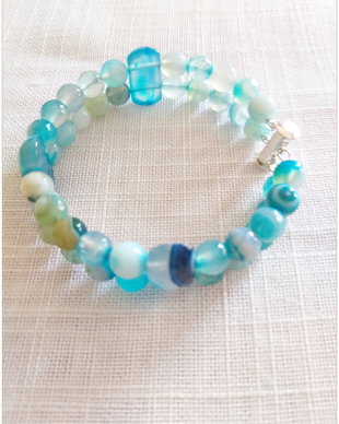 BRATARA DUBLA-AGATE BLEU DE FOC