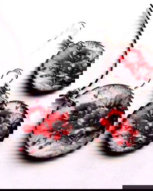 set bijuterii lemn cu maci 44972