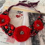 Colier statement "Flower Power II "・Colier cu maci・Colier in nuante de rosu