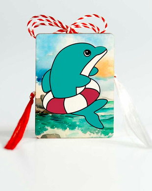 Martisor lemn personalizat cu delfin