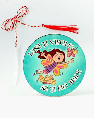 Martisor lemn cu mesaj