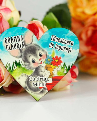 Martisor inima cu magnet educatoare/invatatoare clasa iepurasilor