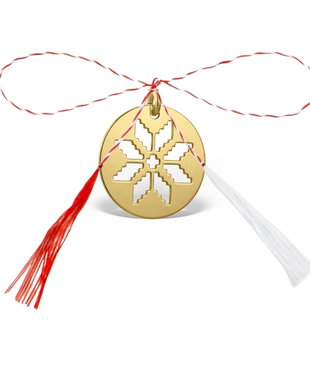 Pandativ martisor, banut motiv traditional Colul Morii din argint 925 placat cu aur de 18K, ambalaj cadou