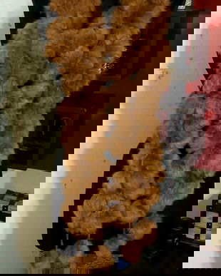 Fular din ciucuri mari din blană naturală