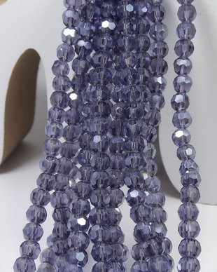 Cristale din sticla, rotunde, 4 mm, indigo