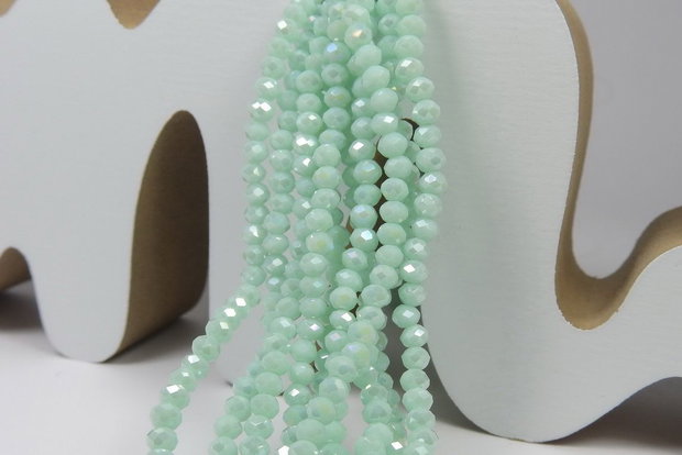 Cristale din sticla, rondelle, 3x2.5 mm, AB, vernil