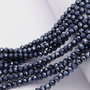 Cristale din sticla, rondelle, 4x3 mm, negre electroplacate