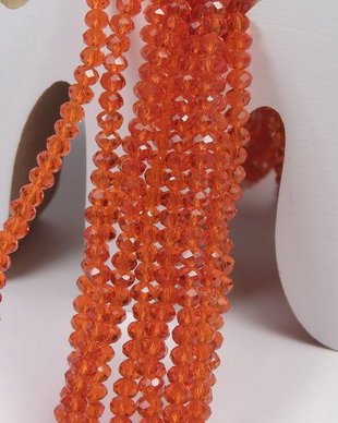 Cristale din sticla, rondelle, 2.5x2 mm, rosu orange