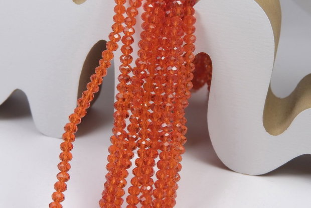 Cristale din sticla, rondelle, 2.5x2 mm, rosu orange