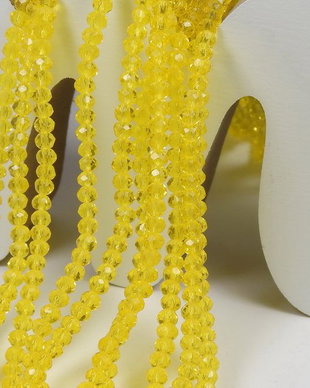 Cristale din sticla, rondelle, 3.5x3 mm, galbene
