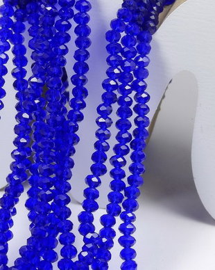 Cristale din sticla, rondelle, 3.5x3 mm, albastre-A034-D06
