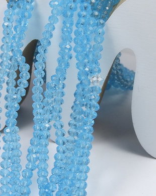 Cristale din sticla, rondelle, 3.5x3 mm, aquamarin-A034-D28