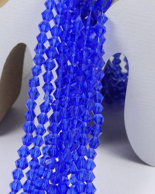 Cristale din sticla, biconice, 3 mm, albastre-S026-02