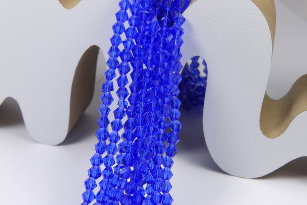 Cristale din sticla, biconice, 3 mm, albastre-S026-02