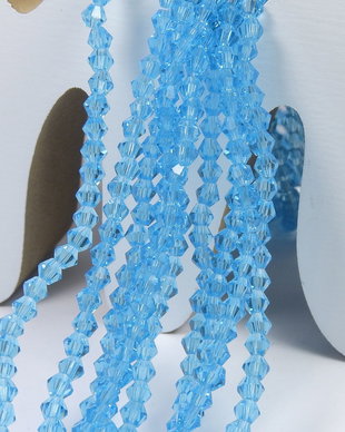 Cristale din sticla, biconice, 3 mm, aquamarin