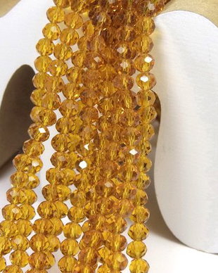 Cristale din sticla, rondelle, 3.5x3 mm, goldenrod