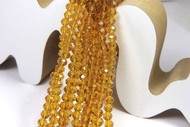 Cristale din sticla, rondelle, 3.5x3 mm, goldenrod
