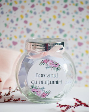 Borcan cu biletele de multumire pentru mama. Cadou 8 martie