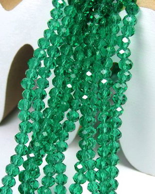 Cristale din sticla, rondelle, 2.5x2 mm, verde smarald-A034-D18