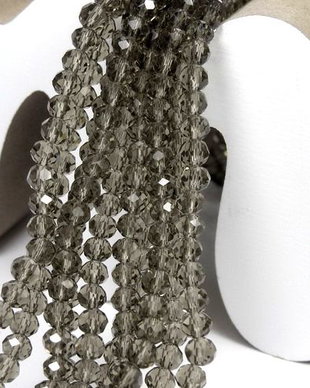 Cristale din sticla, rondelle, 4x3.5 mm, gri-A034-D16