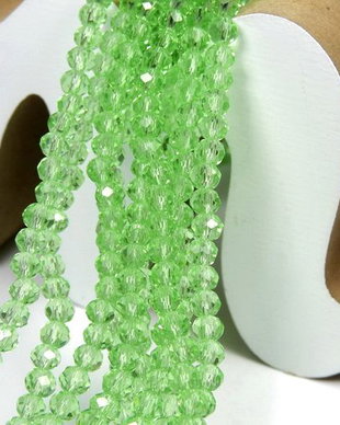 Cristale din sticla, rondelle, 4x3.5 mm, verde deschis