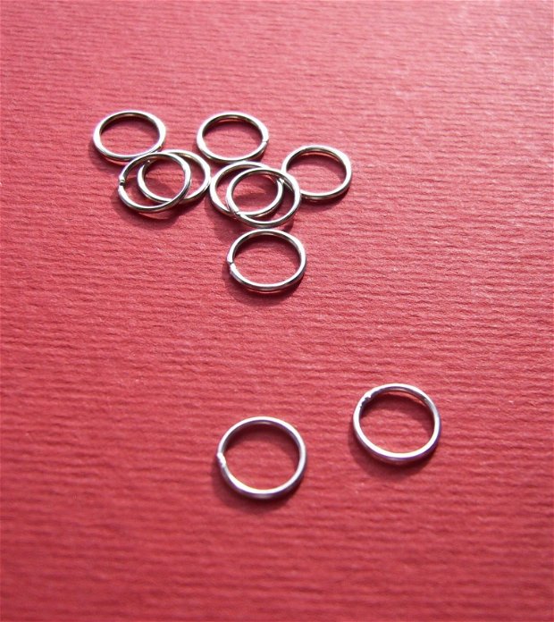 (10 bucati) Zale mari din argint .925 placat cu rodiu, inchise (sudate) (ZS5) de diametru aprox 7.5 mm, grosime aprox 0.7 mm