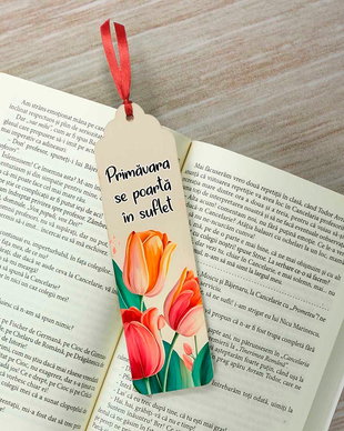 Semn de carte personalizat / martisor cu lalele