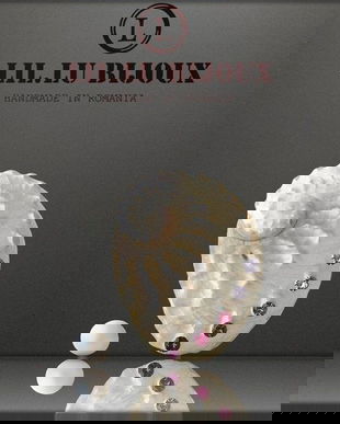 Cercei Scoica cu 5 cristale, montati pe argint 925