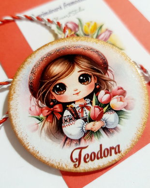 Martisor personalizat pentru Fetite, port traditional