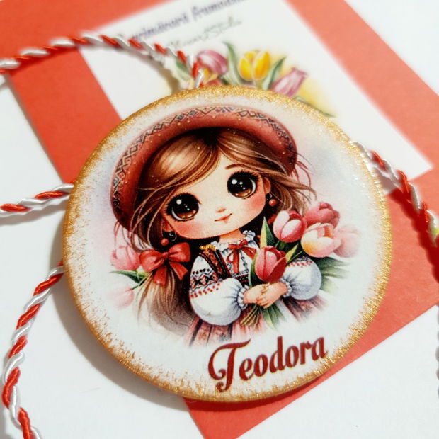 Martisor personalizat pentru Fetite, port traditional