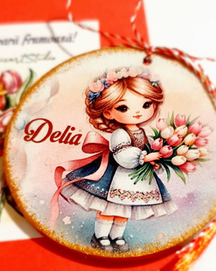 Martisor personalizat pentru Fetite, port traditional