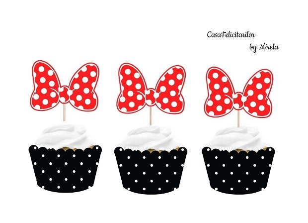 Toppere Minnie mouse rosie/Toppere briose /Toppers cupcakes
