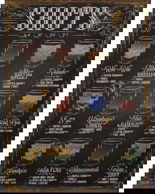 Decoratiune metalica cu o reclama la bauturi