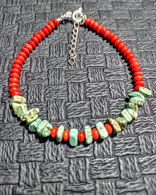 Rezervat Bratara argint coral magnezit turcoaz minimalista boho chic trendyt
