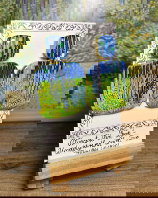 Cercei pictati manual dupa Van Gogh