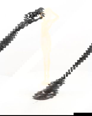 Dansatoare scarab- statueta Art Deco din bronz pe un soclu din marmura