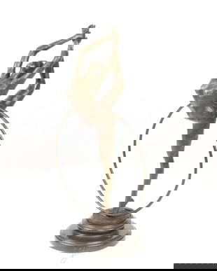 Dansatoare cu cercul- statueta Art Deco din bronz