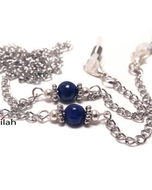 Lant argintiu ochelari cu sfere lapis lazuli