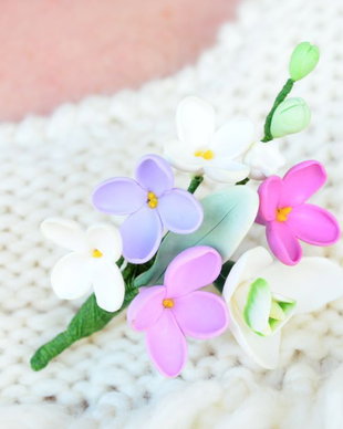 Liliac si ghiocei- Brosa Buchet
