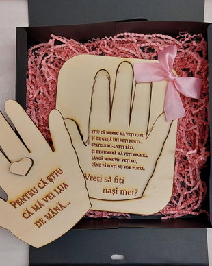 Decorațiune cadou pentru cerere Nași Botez, Roz