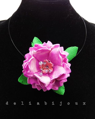 Colier handmade statement unicat -floral - foamiran (cod961)