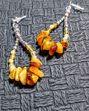 Cercei argint chihlimbar opal galben tija argint boho chic atarnatori creole - Transport gratuit