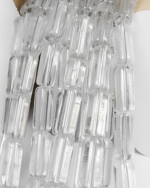 Margele din sticla tubulare, 15x6 mm, transparente