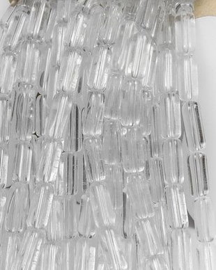Margele din sticla tubulare, 10x4 mm, transparente