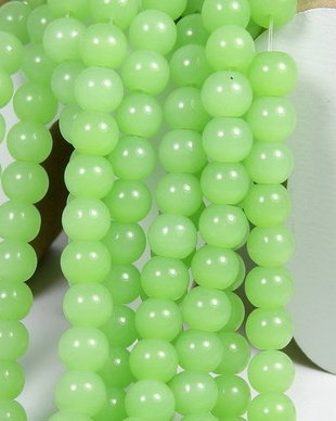 Margele din sticla, rotunde, 6 mm, opace, verde deschis