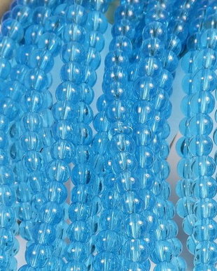 Margele din sticla, rotunde, 4 mm, transparente, aquamarin