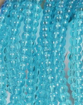 Margele din sticla, rotunde, 4 mm, transparente, aquamarin