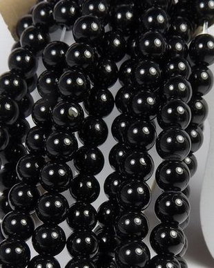 Margele din sticla, rotunde, 4 mm, negre