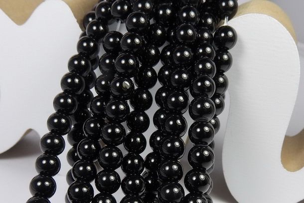 Margele din sticla, rotunde, 4 mm, negre